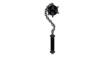 A black silhouette of a medieval flail weapon with a spiked ball and handle