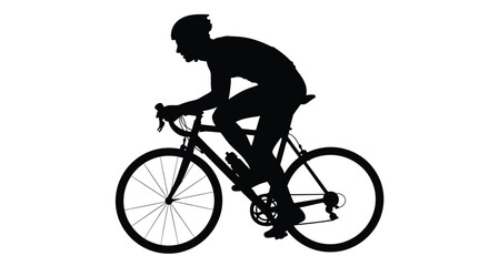 Naklejka premium Silhouette of a cyclist riding a road bike against a white background