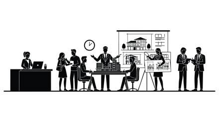 Set of business people working together vector