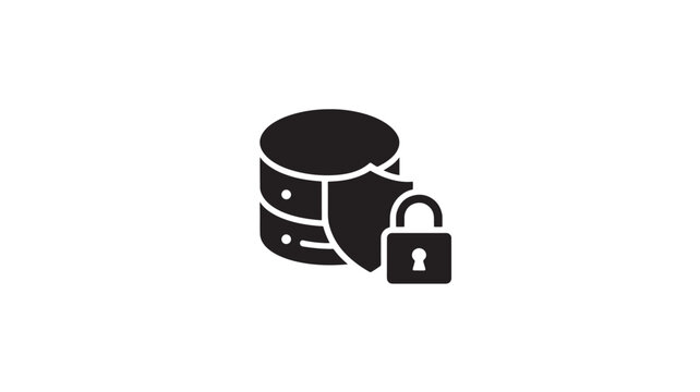 Database Security Icon with Shield and Padlock for Cybersecurity Data Protection Concept