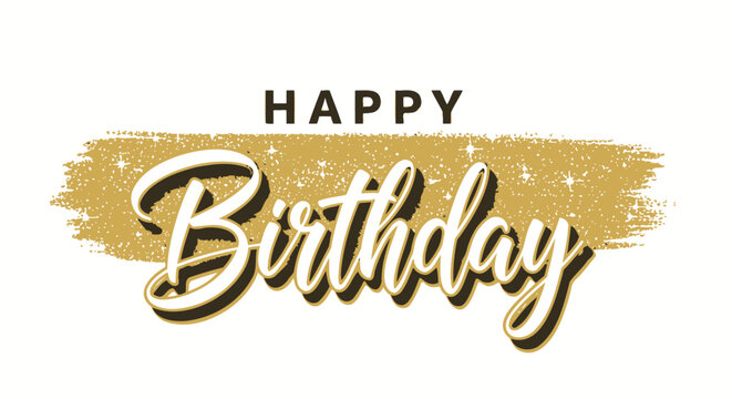 Golden Happy Birthday vector greeting