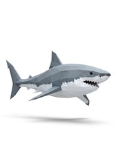 Fototapeta premium Three dimensional geometric representation of a predatory ocean creature swims against a white background