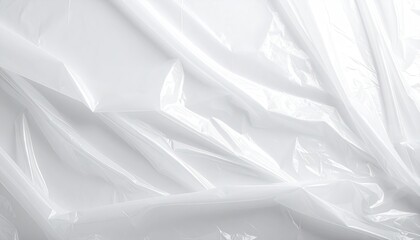 Fototapeta premium Crinkled, translucent white plastic surface with varied light play creates abstract forms