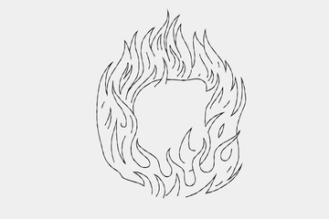 Obraz premium Outline flame doodle vector image 