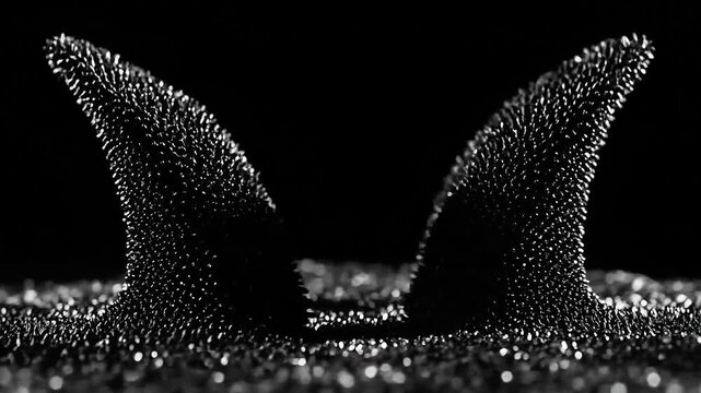 Black ferrofluid liquid forming magnetic spikes