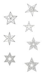Fototapeta premium Collection of Intricate Geometric Star Designs for Festive Decorations and Abstract Art Elements