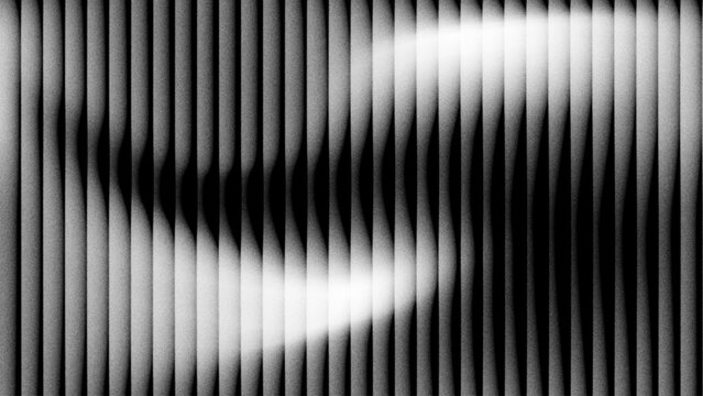 Abstract monochrome wavy black gradient background with vertical ribbed and reeded texture