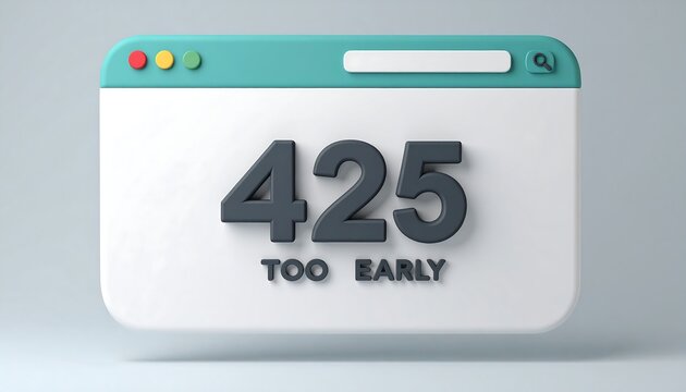 Minimal browser style window displaying 425 Too Early HTTP status code notification on modern web interface screen