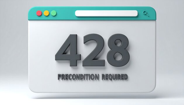 Clean browser style interface displaying 428 Precondition Required HTTP status code message on minimal modern web window