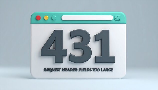Clean browser style window presenting 431 Request Header Fields Too Large HTTP status code message on minimal web interface screen