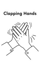 Obraz premium Illustration of clapping hands making sound waves in a simple line drawing style