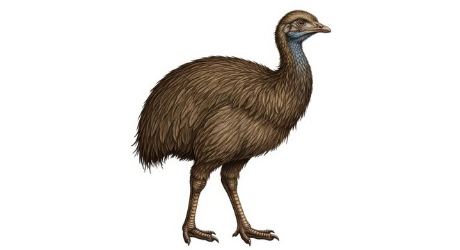 Extinct flightless bird species depicted in detailed profile illustration