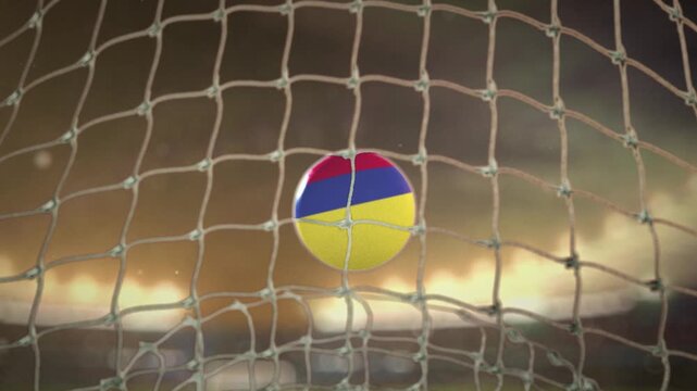 Soccer Ball Scoring Goal at Night Frontal View - Colombia
