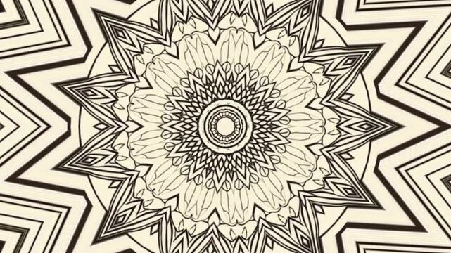 Black and white mandala design with geometric patterns