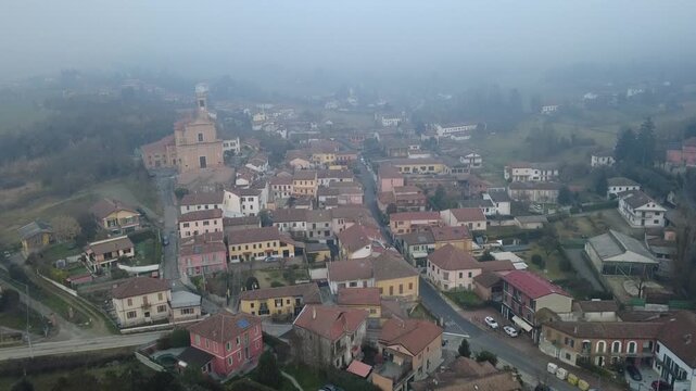 Cereseto is a small village in the Casale Monferrato area, about 15 kilometers from Casale Monferrato - Alessandria - Piedmont - Italy (from the drone)