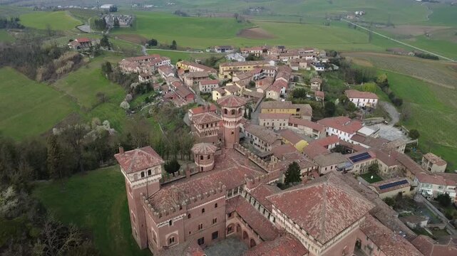Cereseto is a small village in the Casale Monferrato area, about 15 kilometers from Casale Monferrato - Alessandria - Piedmont - Italy (from the drone)