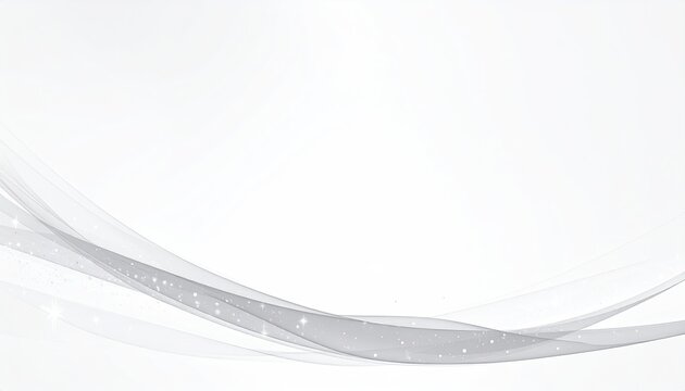 Delicate white background with translucent, flowing gray waves and sparkling dust