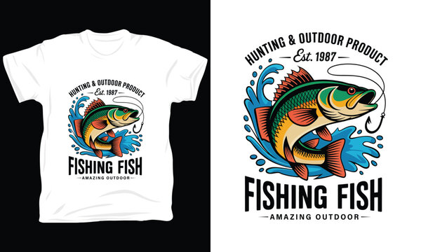 Fishing fish vector illustration, hunting and outdoor product, amazing outdoor concept