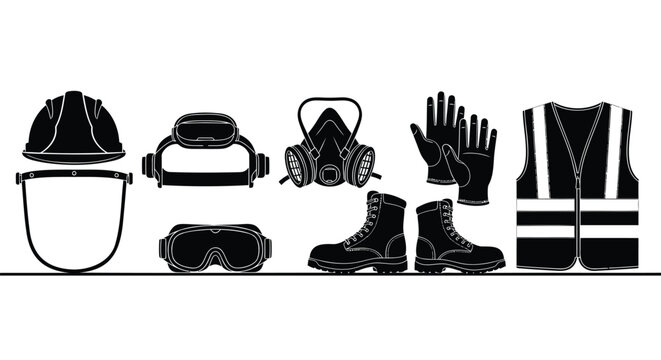 Set of 8 firefighter equipment icons vector