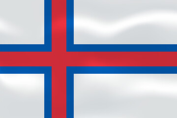 Obraz premium Faroe Islands flag with wavy silk effect. Vector flag. Autonomous Danish territory, North Atlantic archipelago. Rugged cliffs, green pastures, puffins.