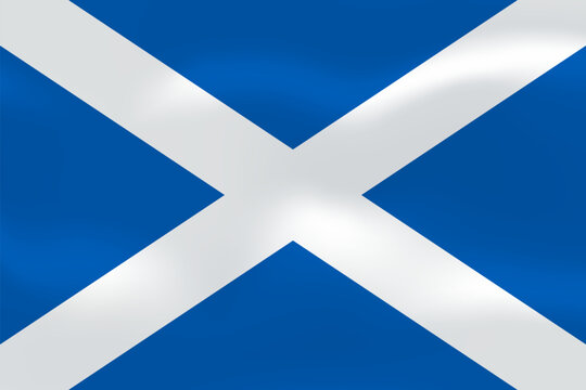 Scotland flag with wavy silk effect. Vector flag symbolizing national pride, identity, heritage, patriotism and authority. UK constituent country in northern Great Britain.