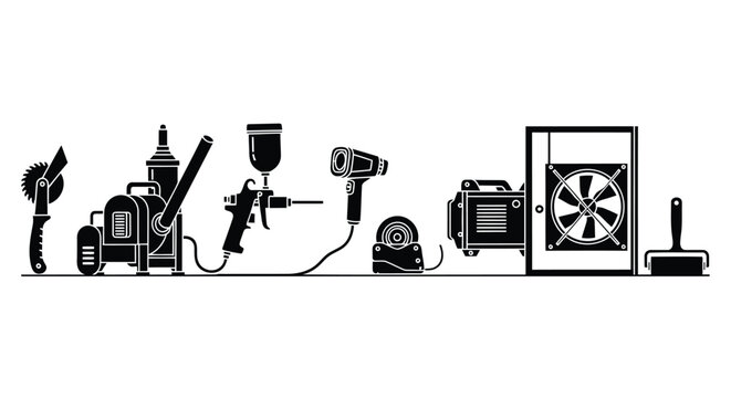 Set of 8 industrial spray painting tools vector