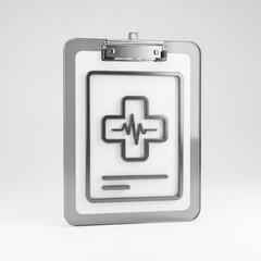 Obraz premium Medical Clipboard Icon with Heartbeat and Cross Symbol