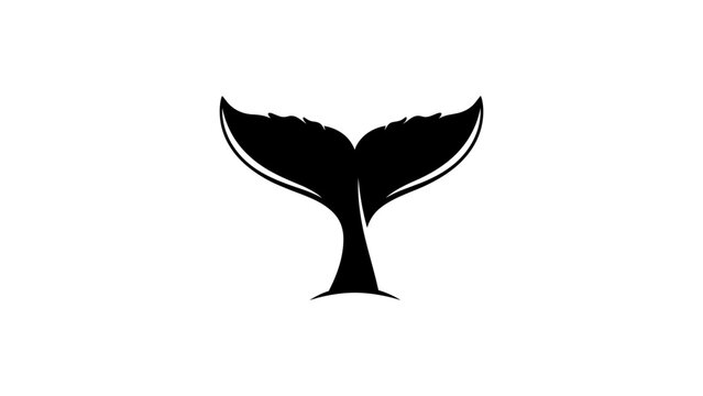 Minimalist whale tail silhouette on white background highlighting marine beauty