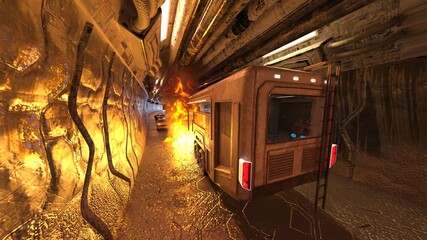 車両火災現場　3DCGレンダリング © tsuneomp