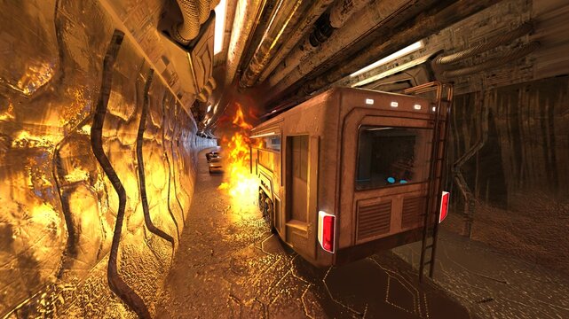 車両火災現場　3DCGレンダリング