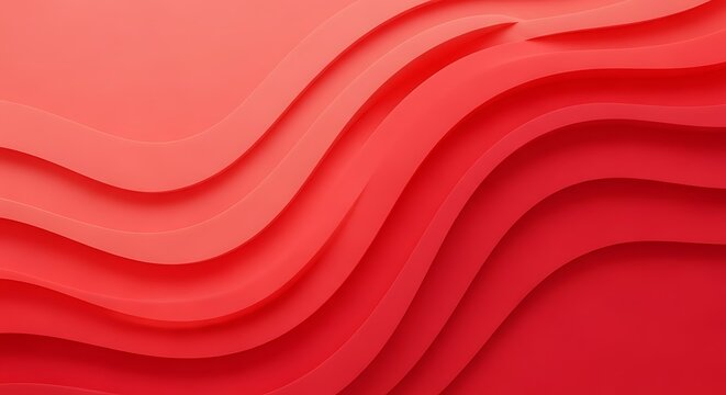 Abstract layered wavy red design, varying shades creating a sense of depth and fluidity