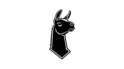 Fototapeta premium Bold black and white llama head in geometric style on white background