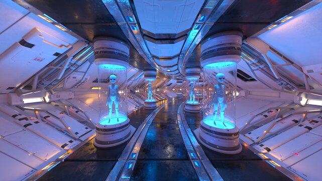 宇宙船内の風景　3DCGレンダリング