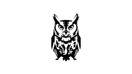 Obraz premium Intricate owl silhouette in tribal style on white background