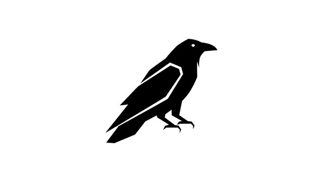 Elegant silhouette of a raven in minimalist black and white design