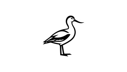 Obraz premium Minimalist bird outline design featuring a stylish avocet silhouette in black and white