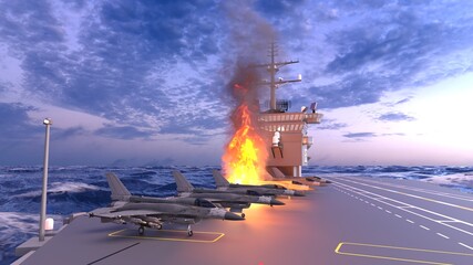 Fototapeta premium 航空母艦 3DCGレンダリング 