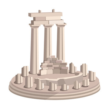 Oracle of Delphi. Archaeological site. Ancient Greek monument of world heritage. Vector illustration on a white background.