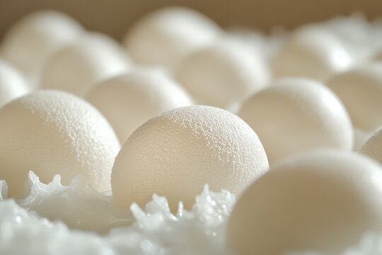 Heptaploid easter eggs nestled in delicate texture