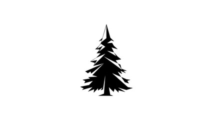 Obraz premium Minimalist black and white pine tree silhouette design