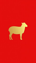 Obraz premium Chinese New Year symbol featuring golden goat silhouette on vibrant red background. Year of the Fire Goat represents prosperity and luck during celebrations.