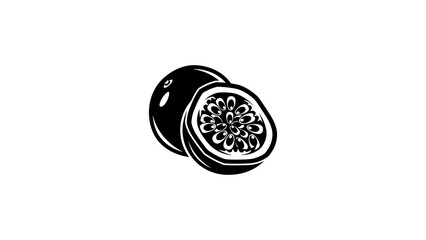 Passion fruit silhouette design: elegant monochrome botanical art
