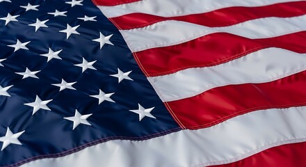 Obraz premium Close-up of waving red & white striped flag w/ blue canton, white stars