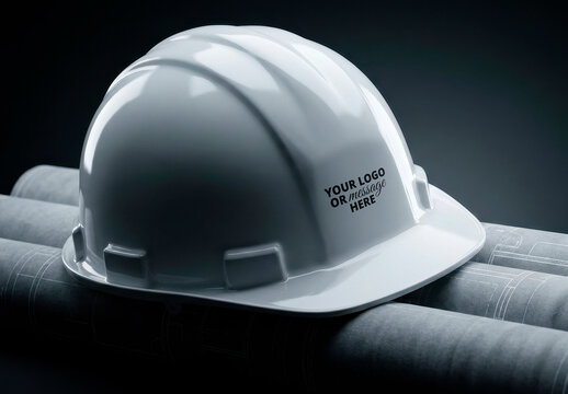 Architecture Helmet on Blueprints Mockup