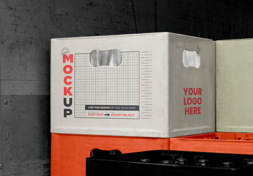 Beverage Bottles Crate on Truck Mockup
