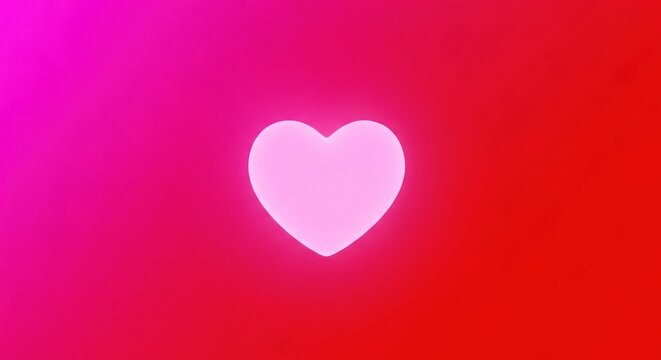 neon heart on pink and red gradient background