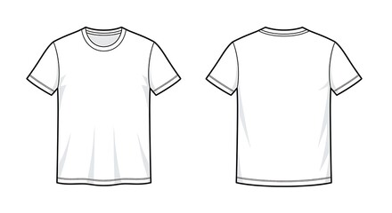 Naklejka premium Front and back vector illustration of a plain white crew-neck t-shirt
