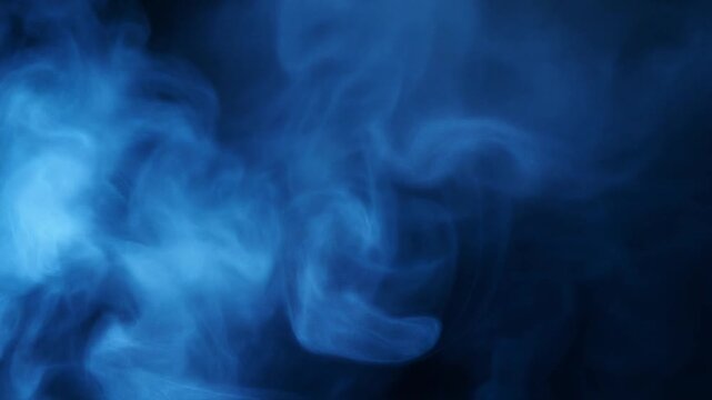 blue smoke mist fog isolated on dark background