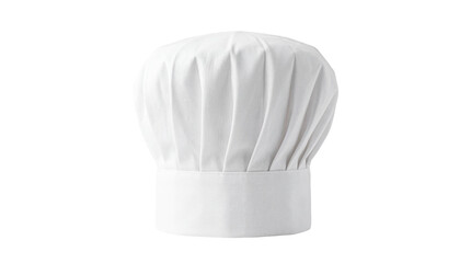 Classic white chef s hat, a professional culinary toque with pleated fabric, perfectly isolated PNG on transparent background, ready for design projects