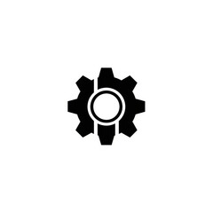 Obraz premium A simple black gear icon on a white background, representing industry and mechanics.
